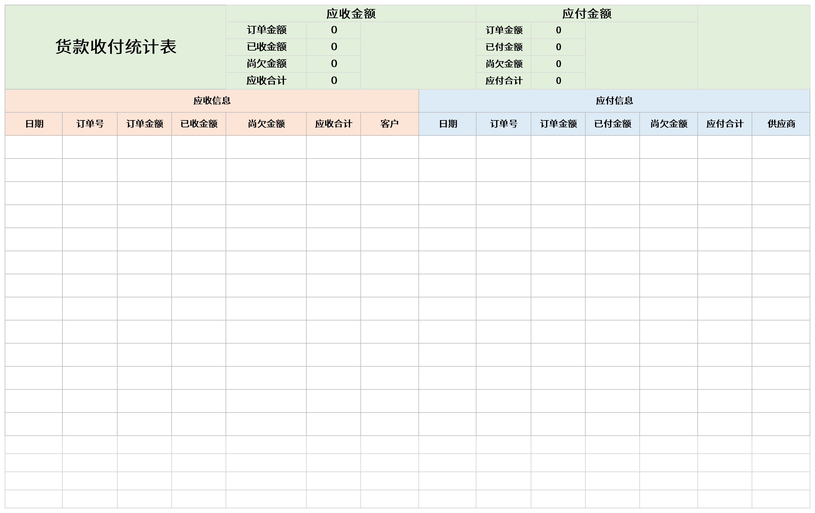 货款收付统计表免费下载_货款收付统计表表格-下载之家