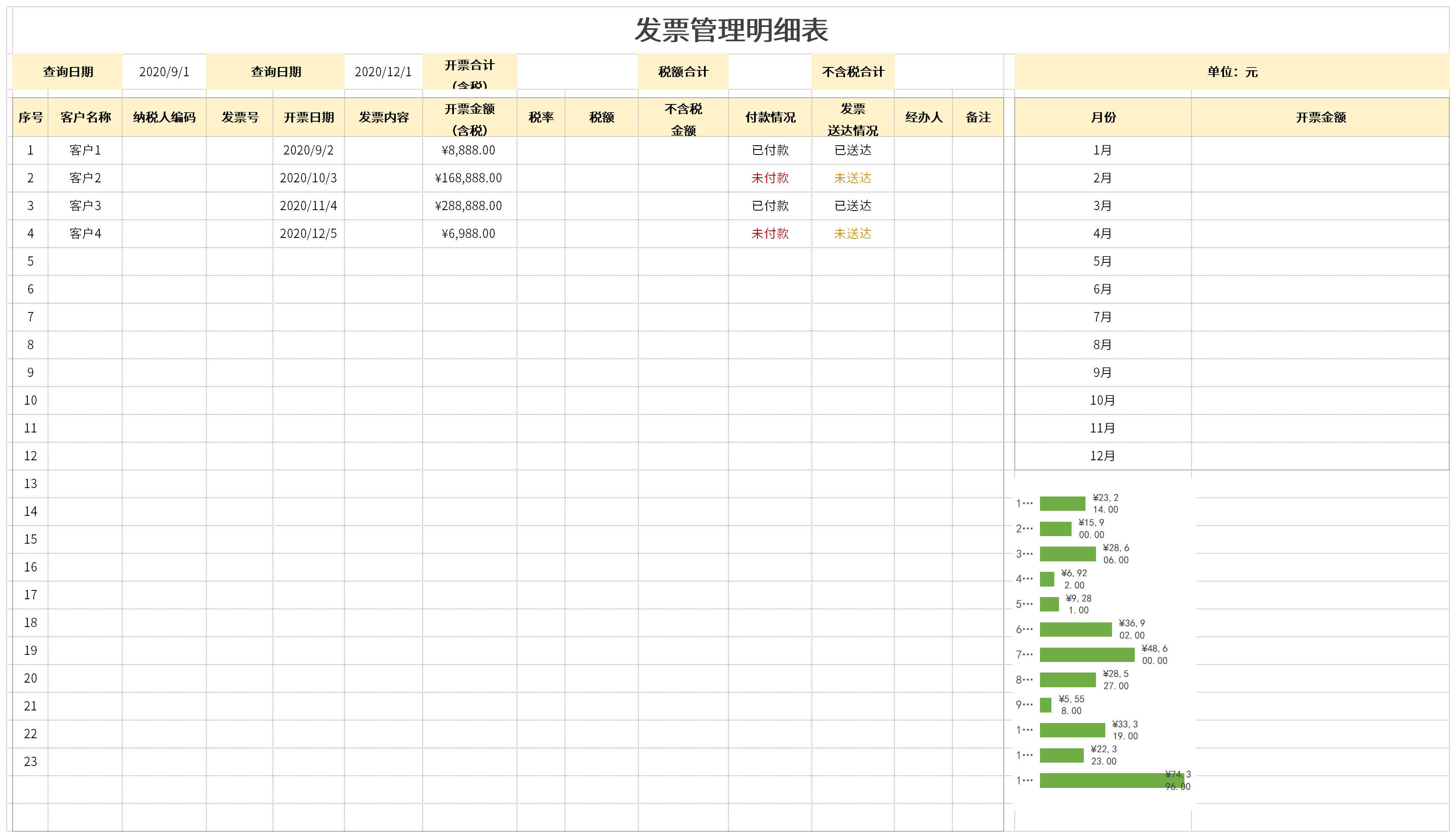 发票管理明细表