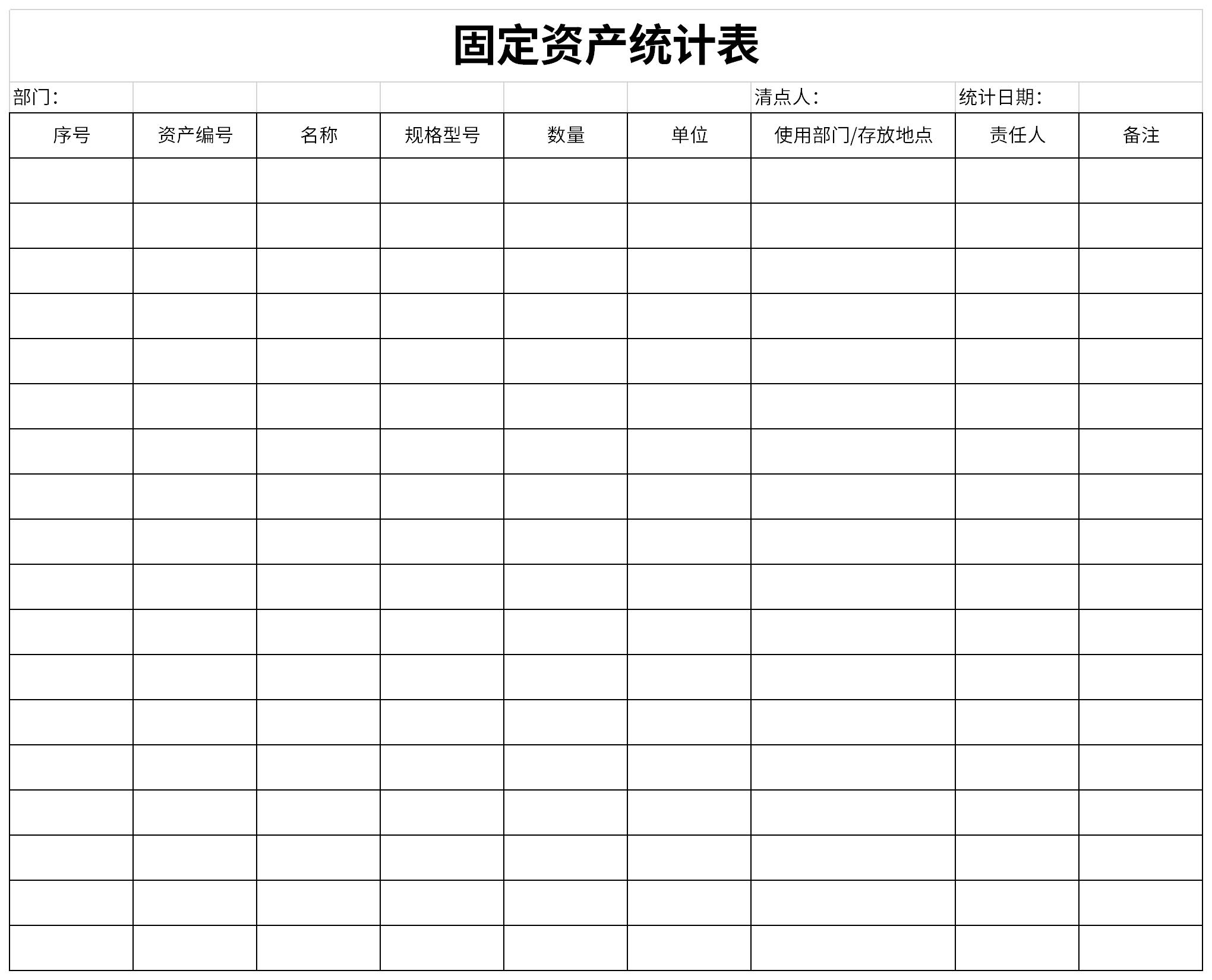 固定资产统计表免费下载_固定资产统计表excel模板下载-下载之家