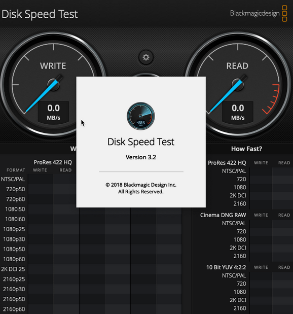 Blackmagic DiskSpeed Test For Mac截图