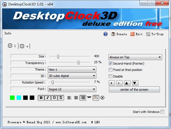 3DDesktopClock(3D桌面时钟工具)截图