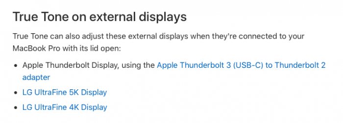 MacBook Pro新增对原彩显示支持，但使用时不能合盖