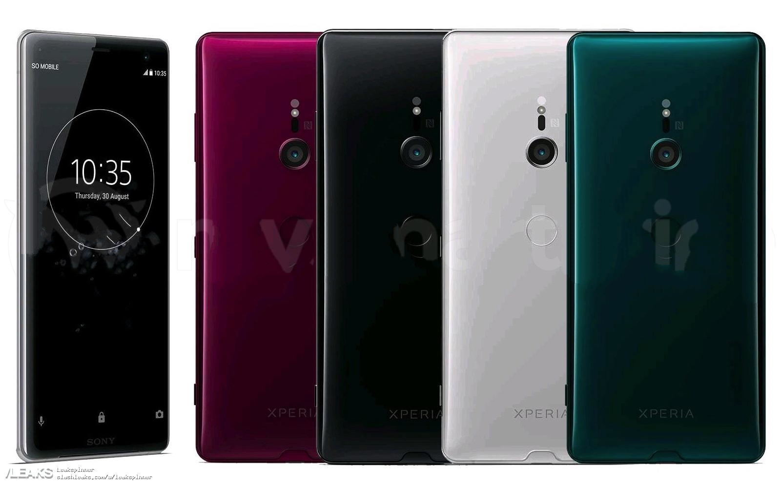 索尼XZ3四色渲染照露面:玫红、黑色、白色、绿色