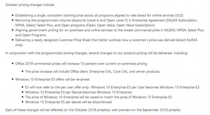 微软:Office 2019企业版售价将上涨10%