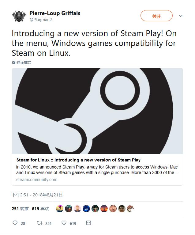 Valve上线新版Steam Play:Linux用户能玩的游戏变多了!