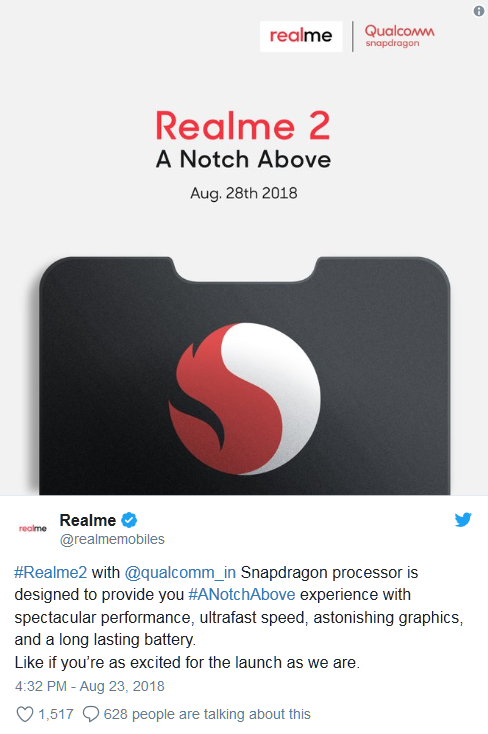 Oppo Realme 2配置数据遭曝:搭载骁龙450