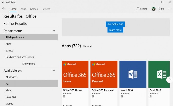 Win 10 Microsoft Store新增搜索过滤选项