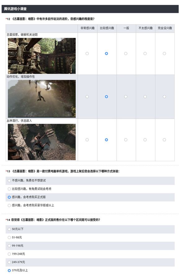 《古墓丽影:暗影》或上线WeGame?腾讯发调查问卷