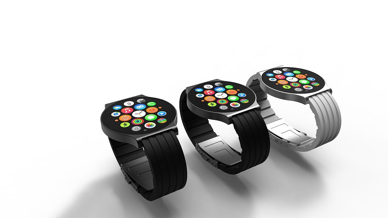 Apple Watch Round 系列概念图：圆形机身