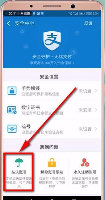 支付宝账号进行挂失的具体操作
