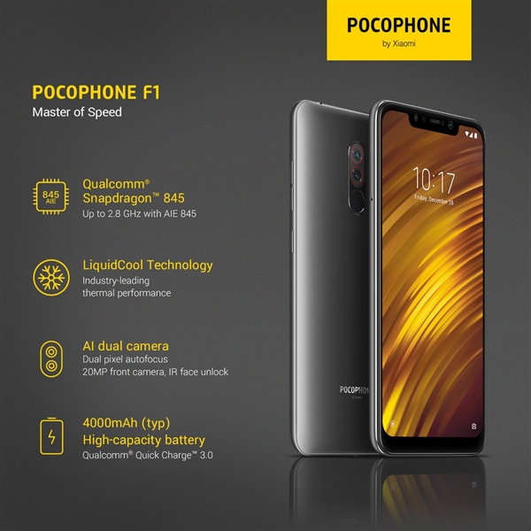 小米POCOPHONE F1亮相英国:329.99英镑起售