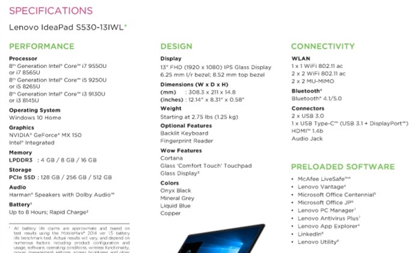 Intel 9代酷睿处理器亮相IdeaPad S530-131WL