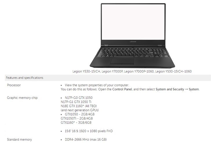 联想Legion Y530/Y7000P商品页面曝光!