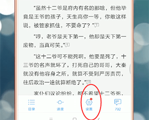 在qq阅读里调出设置的图文操作