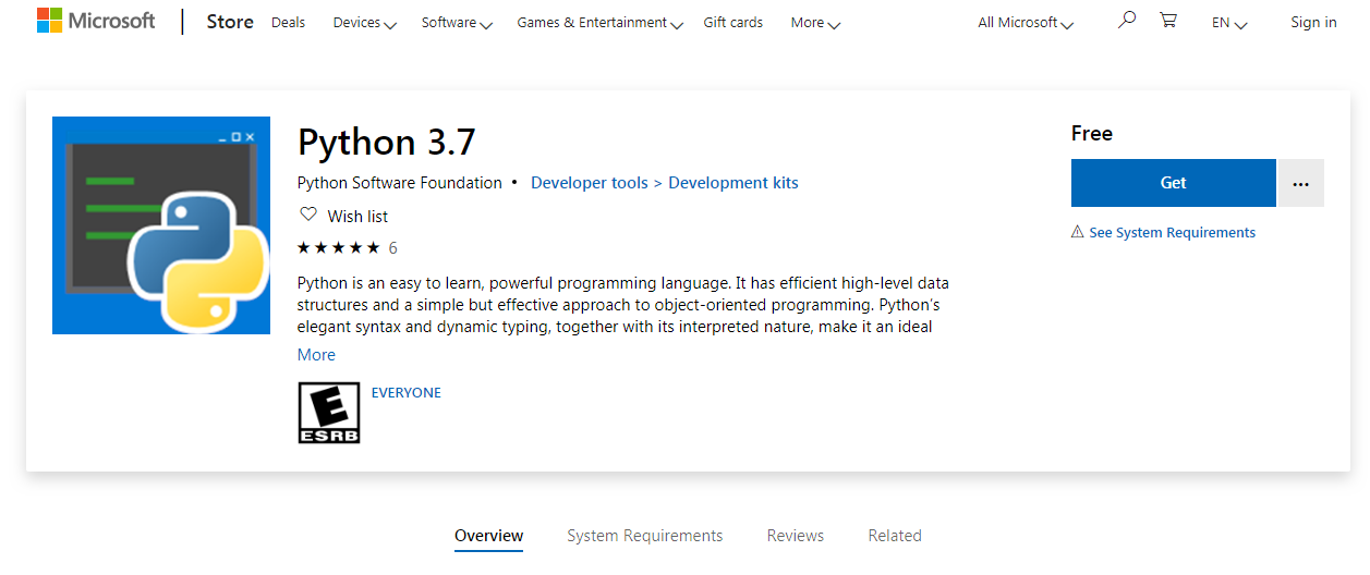 Python 3.7亮相微软商店,尚在评估阶段