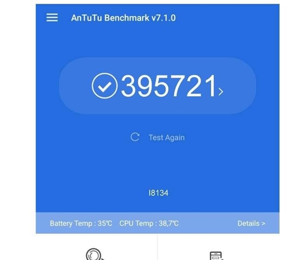 型号I8134的索尼新机亮相安兔兔:跑分近40万
