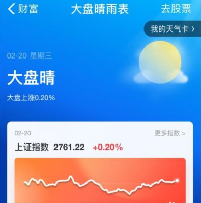在支付宝里找到大盘晴雨表的详细操作