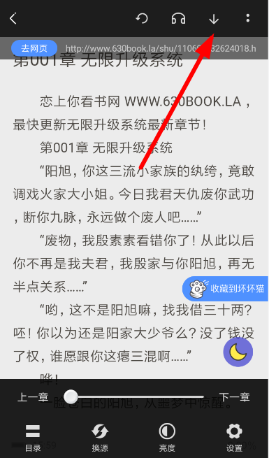 在坏坏猫搜索里缓存小说的具体操作步骤