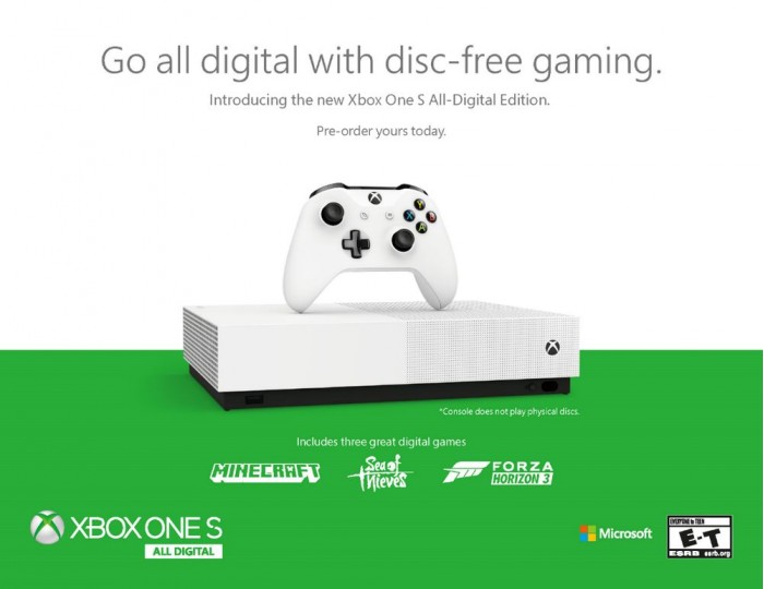 无光驱Xbox One S全数字版总算正式上线！