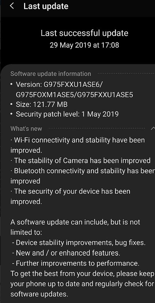三星Galaxy S10再一次送出更新