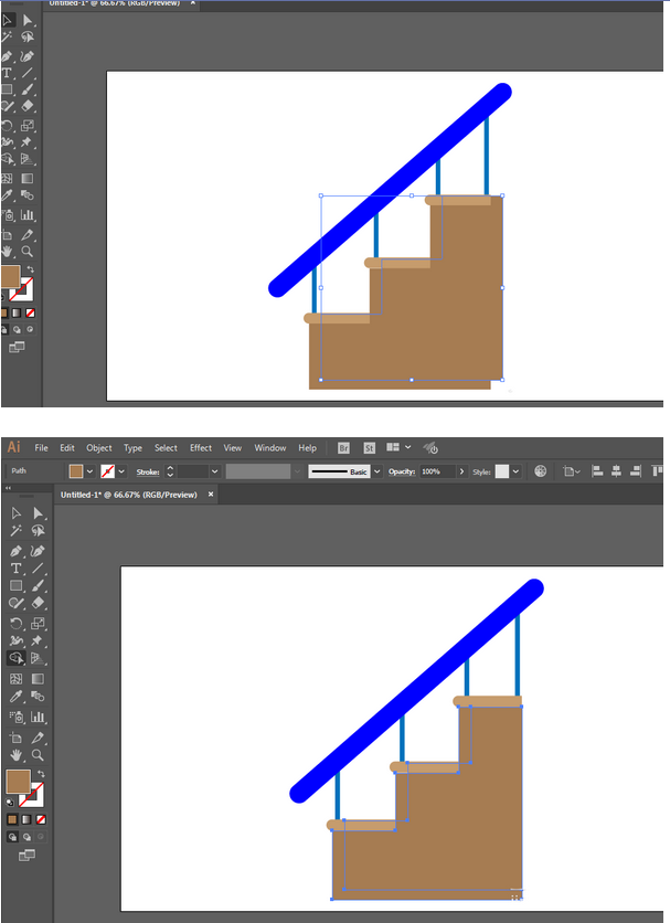 ai制作楼梯图标的具体操作