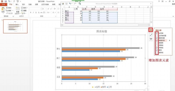 PPT绘制条形统计图表的基础操作