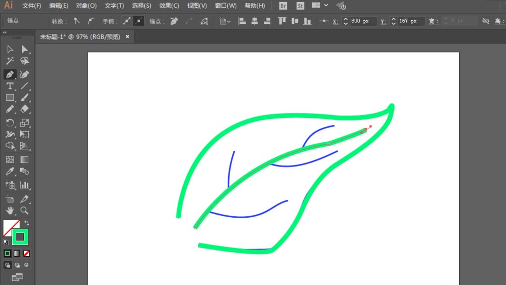 ai手绘树叶的详细操作方法