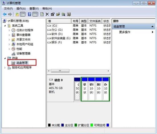 win7电脑分区的操作步骤介绍