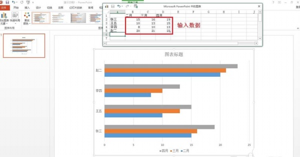 PPT绘制条形统计图表的基础操作
