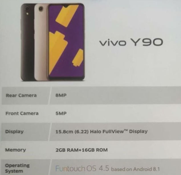 新设备vivo Y90泄露  将率先登陆印度