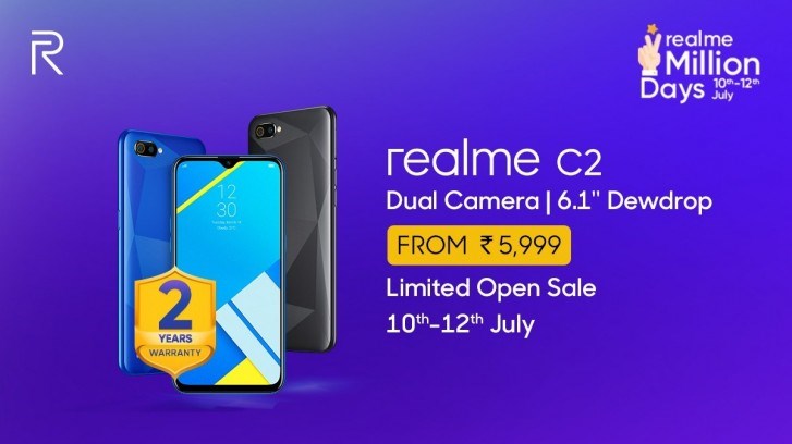 3个月 realme C2销量破100万台