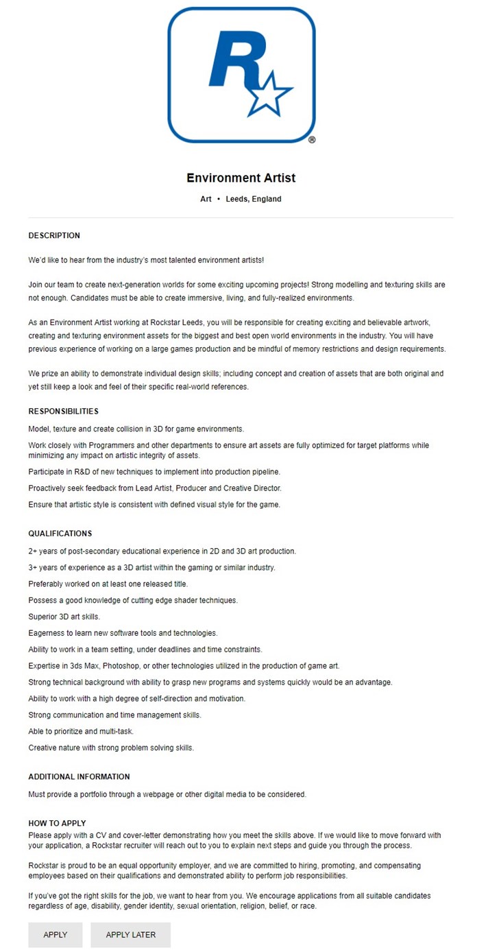 R星筹备次世代游戏项目 大规模开放世界？