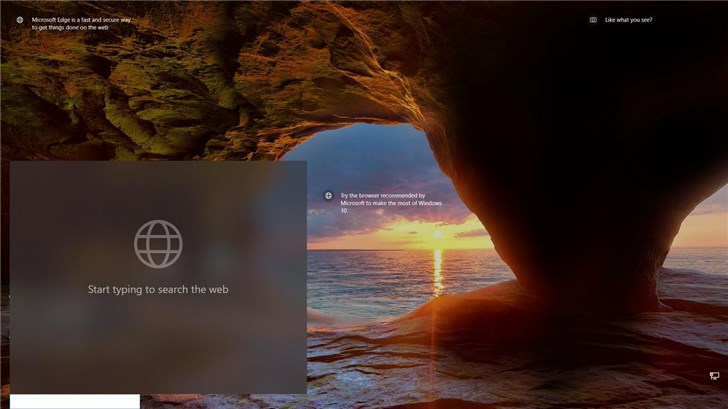 Windows 10锁屏搜索框测试：采用流畅设计高斯模糊背景