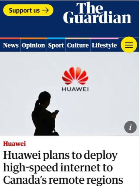 华为准备于加拿大偏远地区布置4G网络