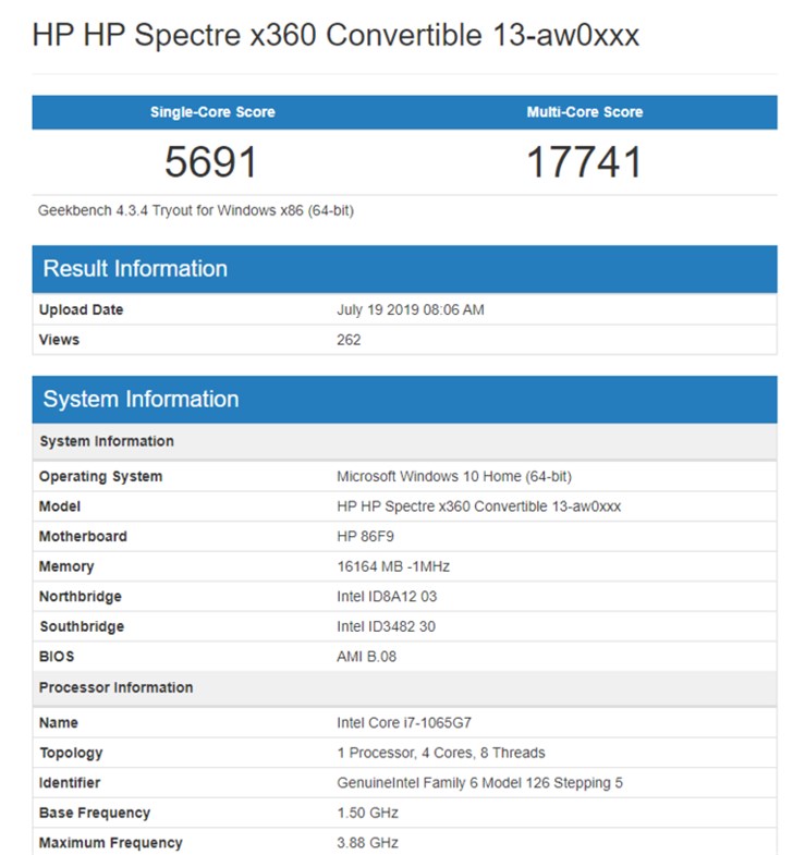 英特尔i7-1065G7跑分出炉：单核性能媲美AMD R9 3900X