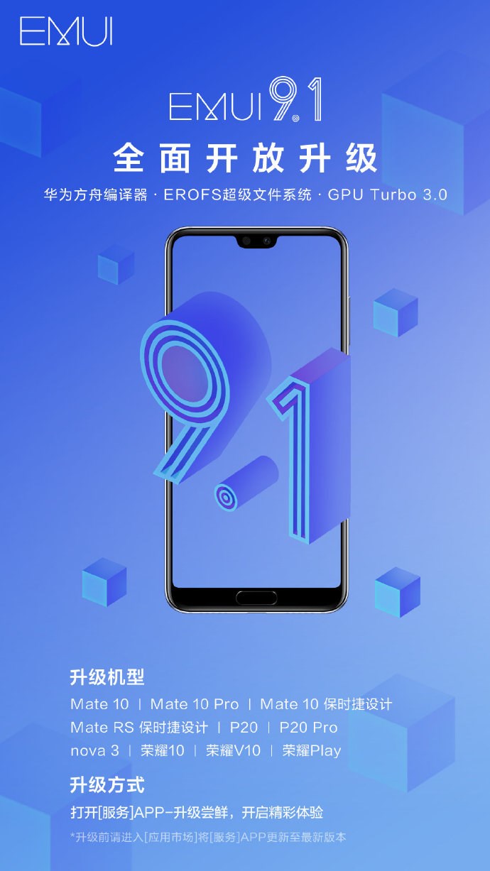 华为EMUI 9.1开启升级模式：升级机型10多款