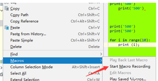 pycharm录制宏的操作教程