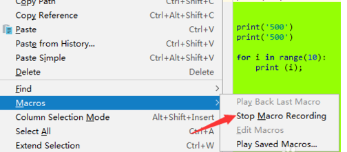 pycharm录制宏的操作教程