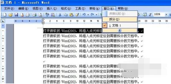 Microsoft Office 2003拆分窗口的操作教程