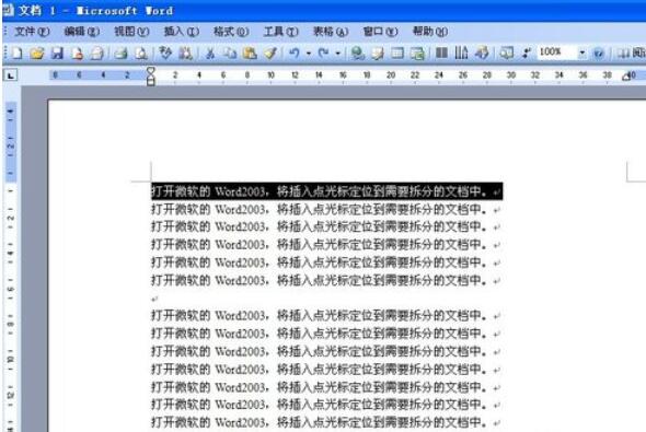 Microsoft Office 2003拆分窗口的操作教程