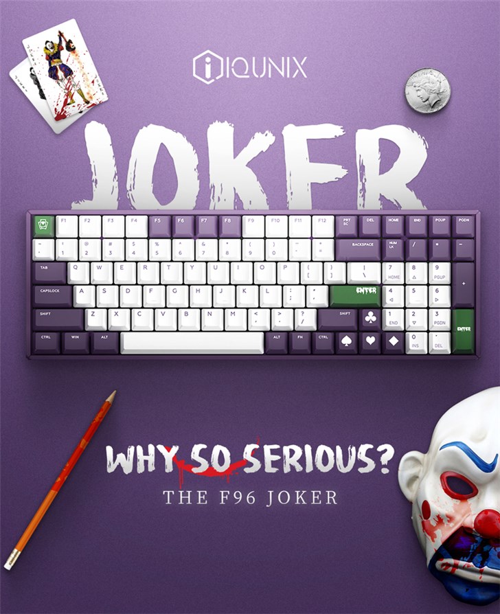 “JOKER”小丑主题的机械键盘上线：紫色配色