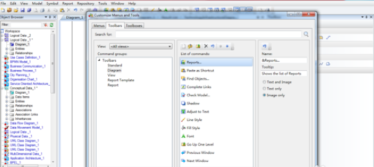 Power Designer设置工具栏的具体操作步骤