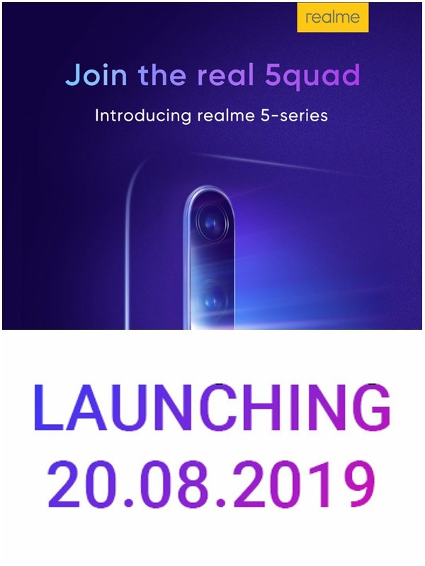 8月20日 realme 5系列会于印度现身
