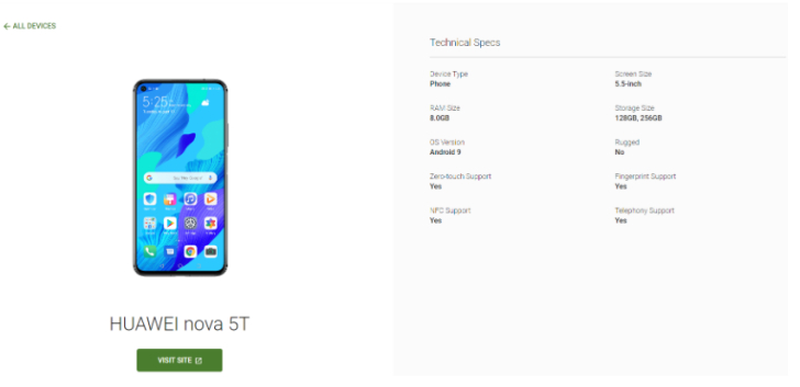 华为Nova 5T登录Android企业版界面 5.5英寸屏幕？