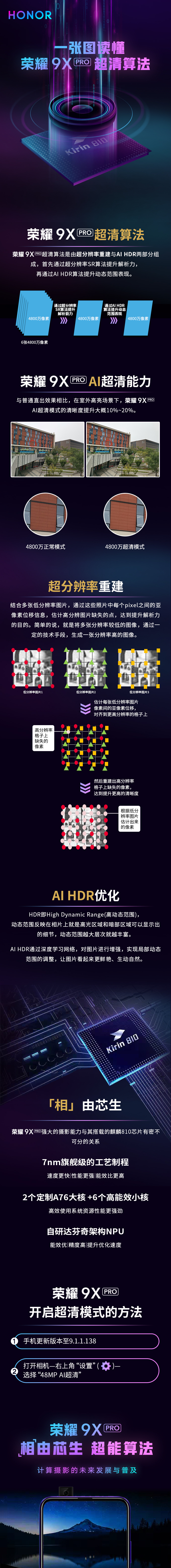 荣耀9X PRO将迎来AI超清模式