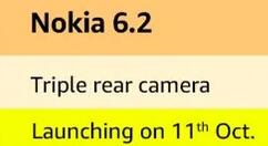 10月11日 诺基亚6.2现身印度：后置三摄