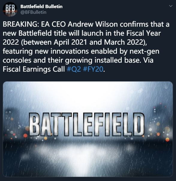 《战地》定于2021年4月登陆：耐心等待吧！