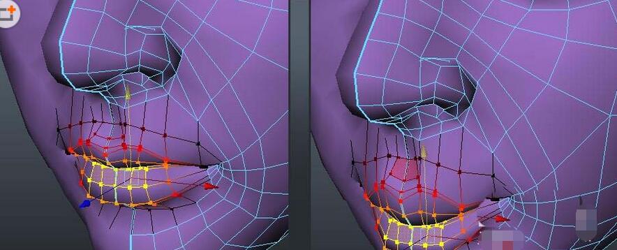 maya使用选择工具选择嘴唇的操作教程