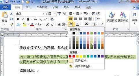 word2010设置底纹的详细操作步骤