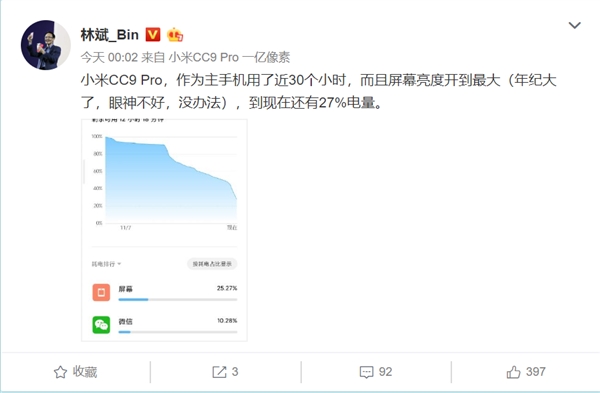 小米续航惊呆了！使用近30小时还剩27%